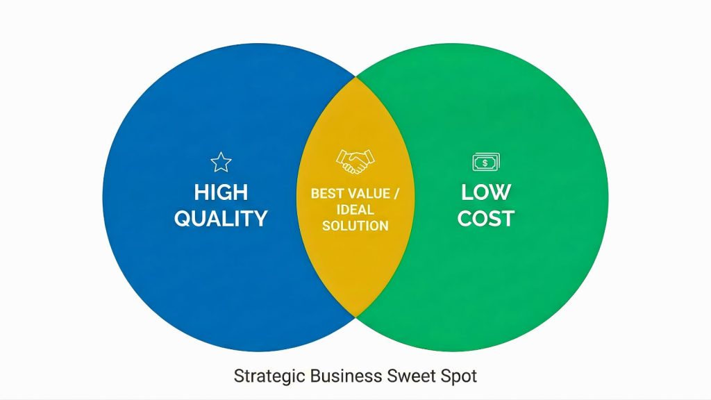 Biểu đồ giao giữa “High Quality” và “Low Cost”.