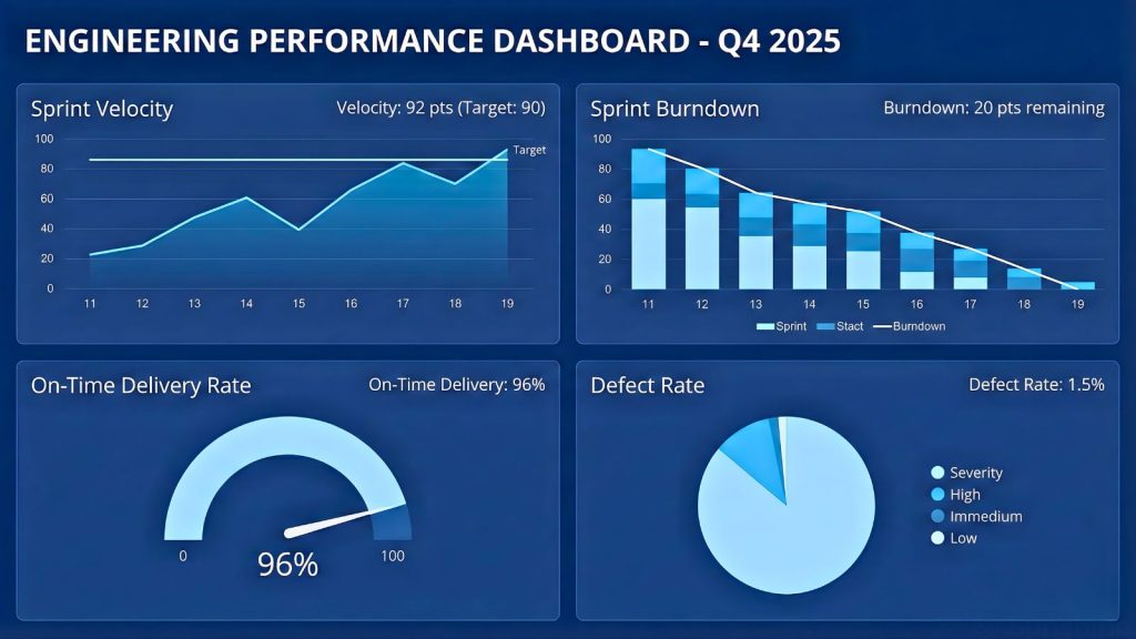 Dashboard KPI hiệu suất của Dedicated Team.
