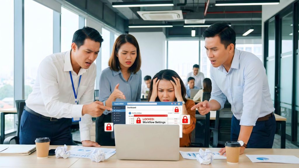 HR team gặp khó khăn khi quy trình phải uốn theo phần mềm HRM SaaS do hạn chế tính năng.