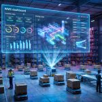 Hologram WMS realtime hiển thị tồn kho, lộ trình picking và hiệu suất trong kho vận hiện đại.