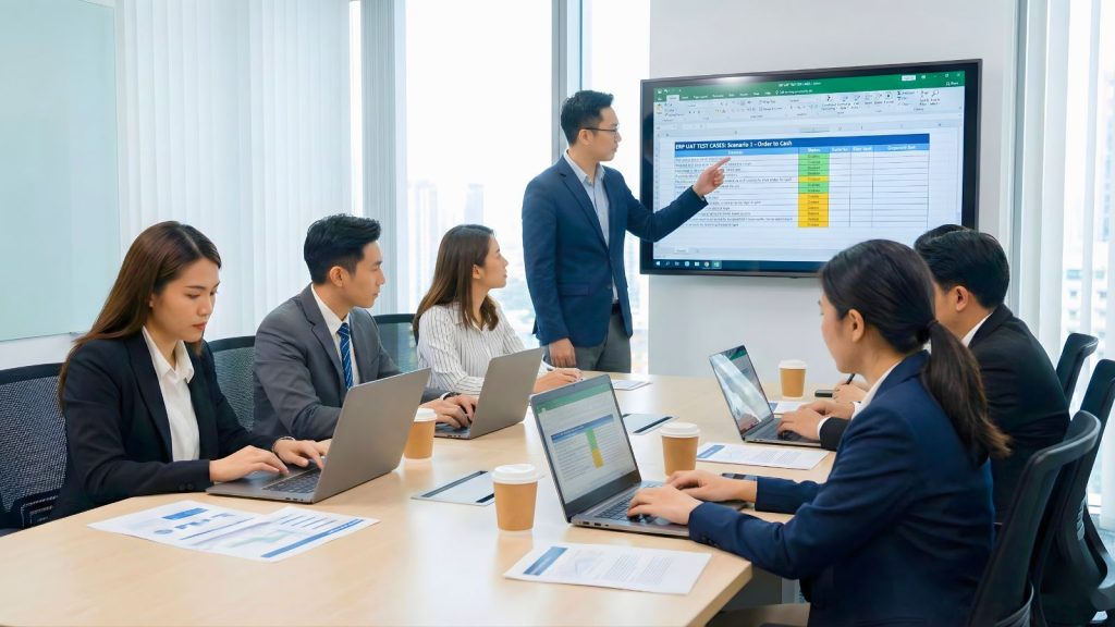 Người dùng doanh nghiệp thực hiện UAT với dữ liệu thật trong quá trình triển khai ERP.