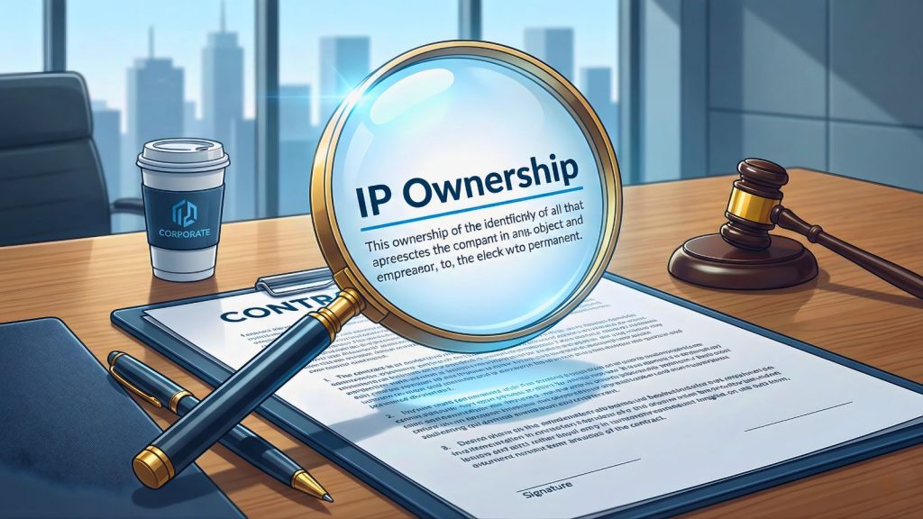 Kiểm tra điều khoản IP Ownership và NDA trong hợp đồng gia công phần mềm.